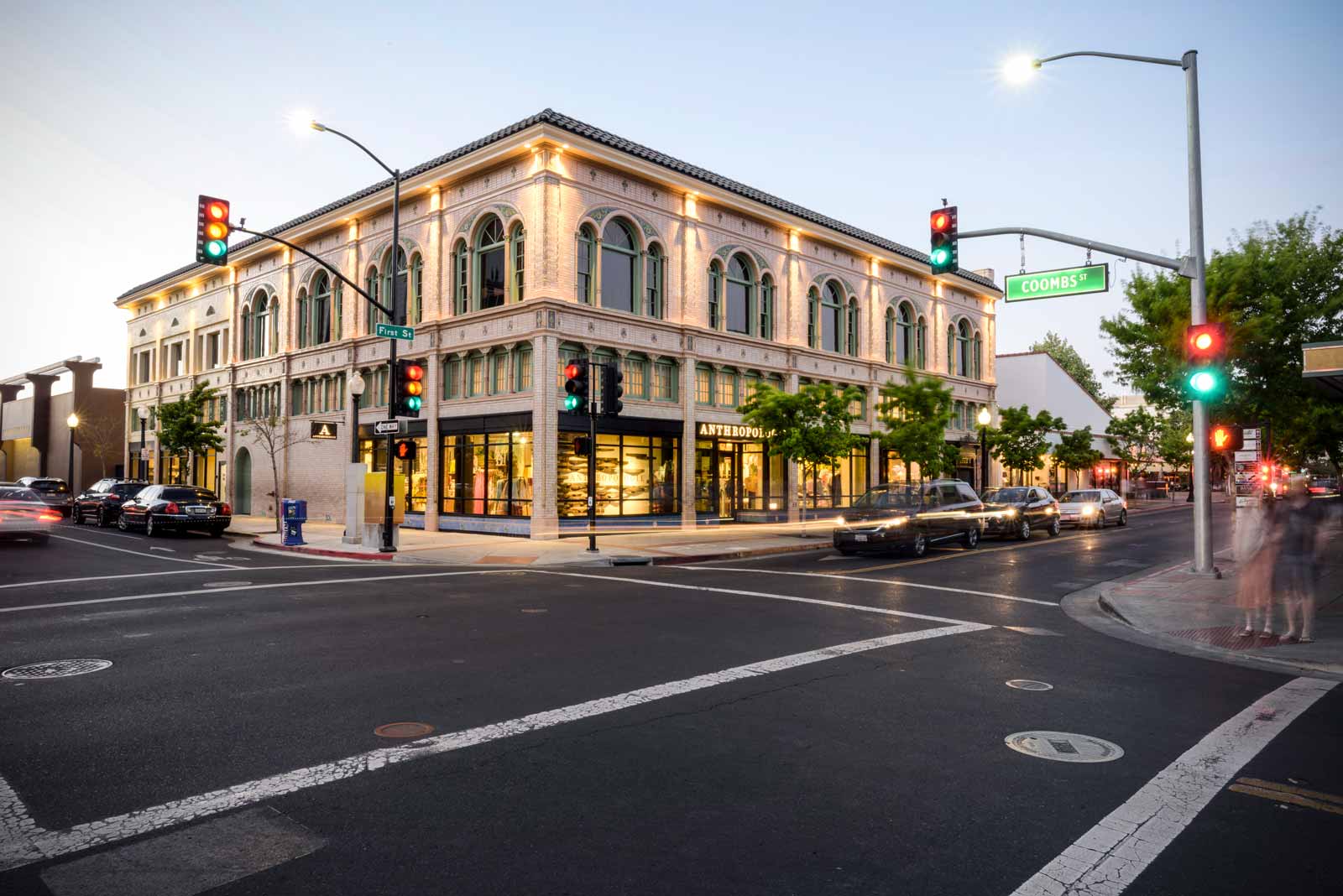 Exterior view of Gordon Building at Dusk