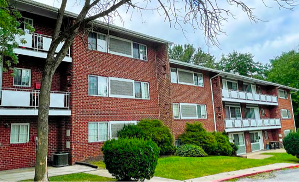 Exterior of brick apartment complex