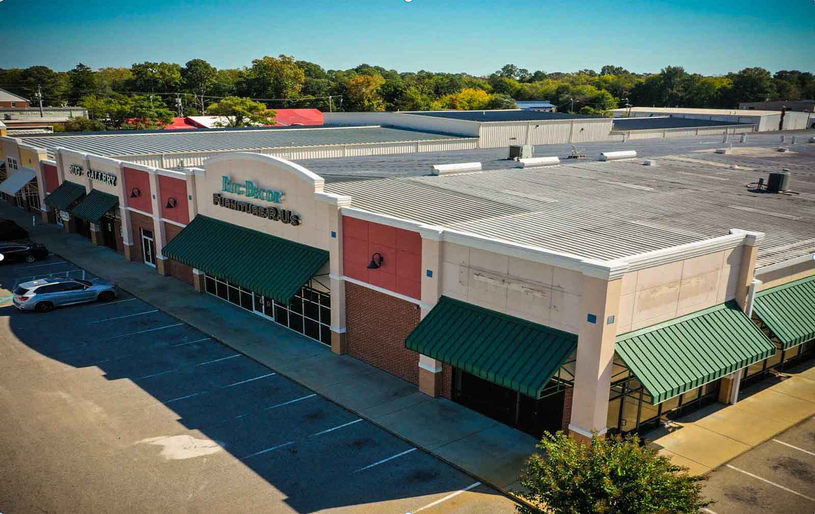 Aerial view of shopping center