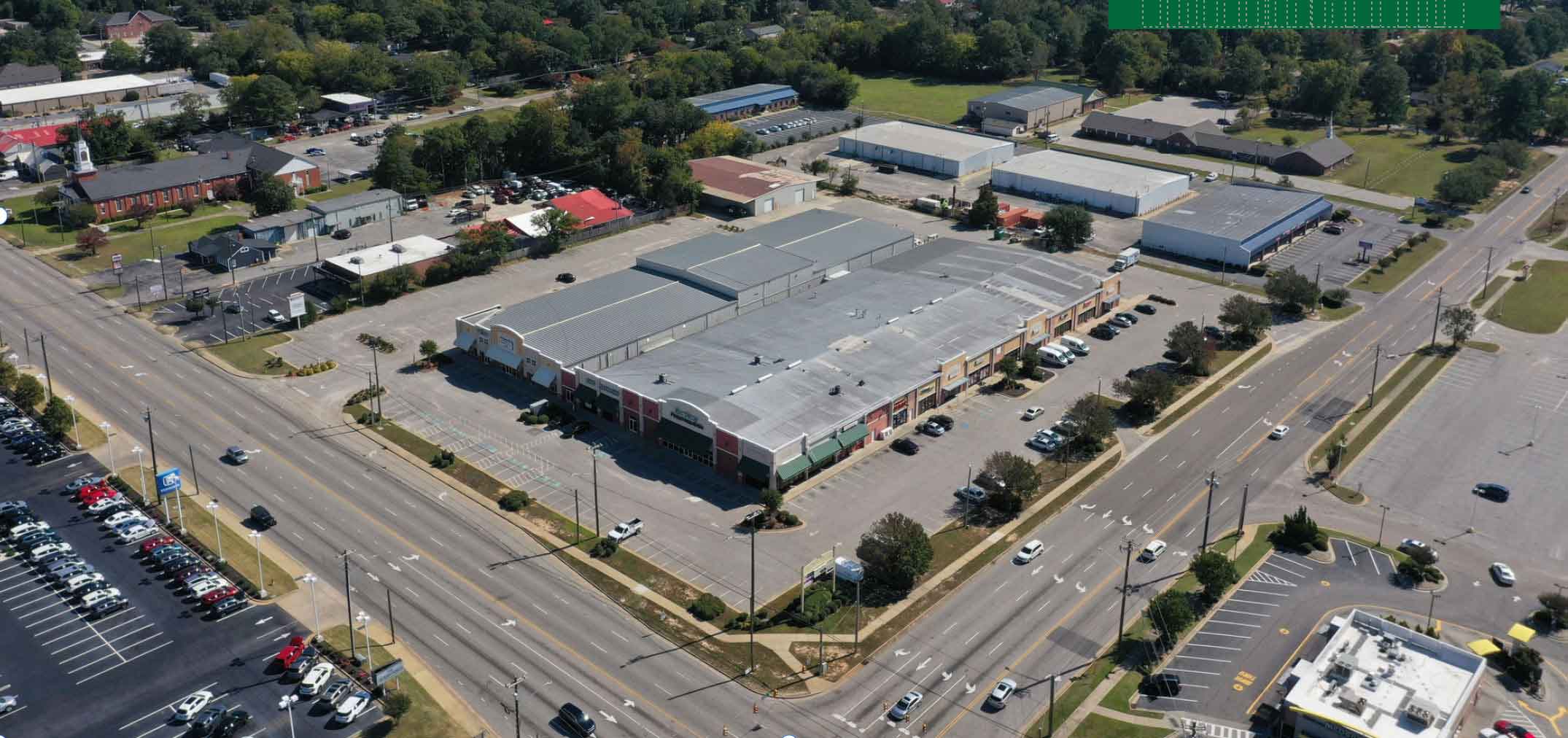 Aerial view of shopping center