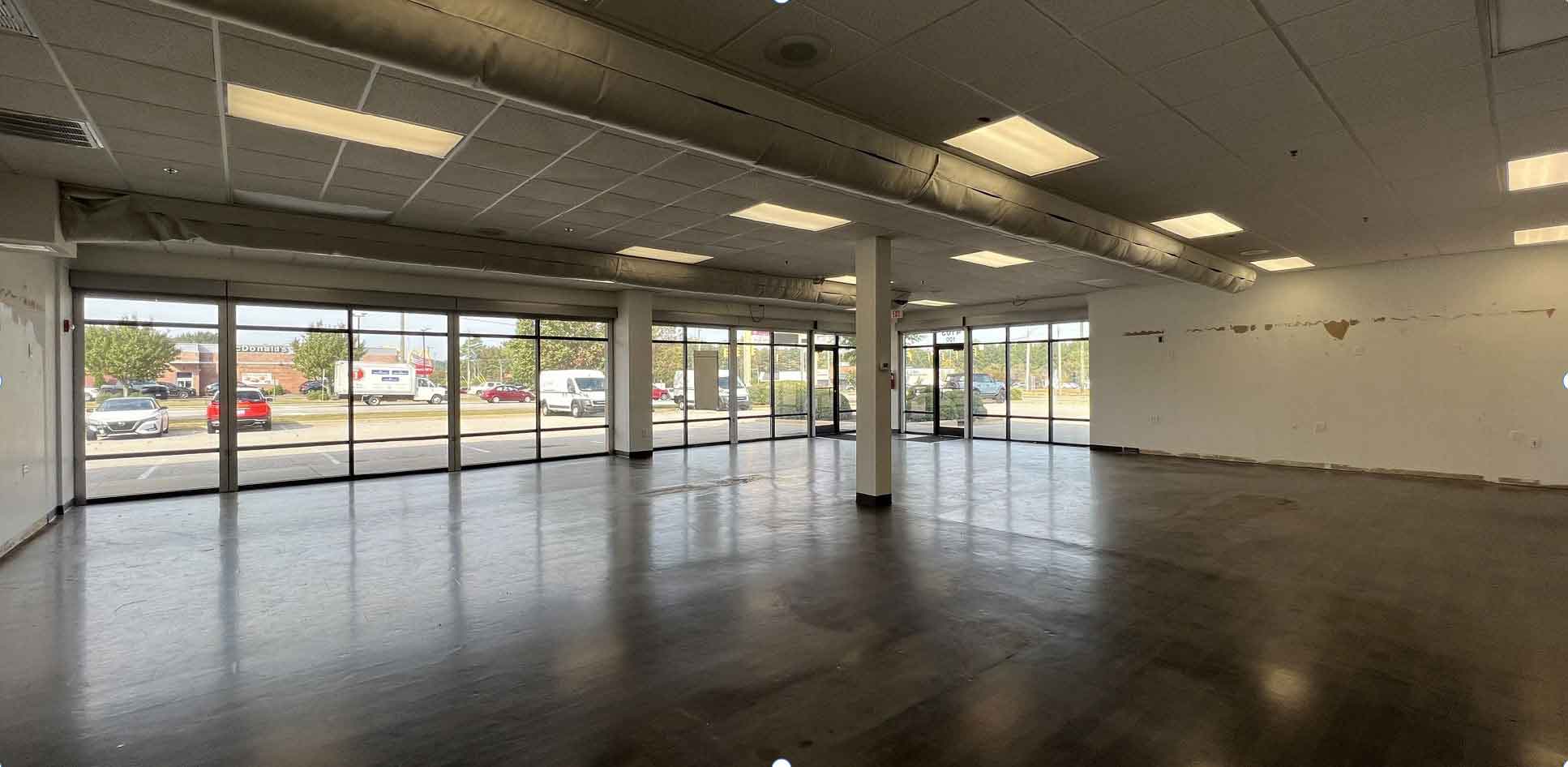 Interior view of shopping center under renovation