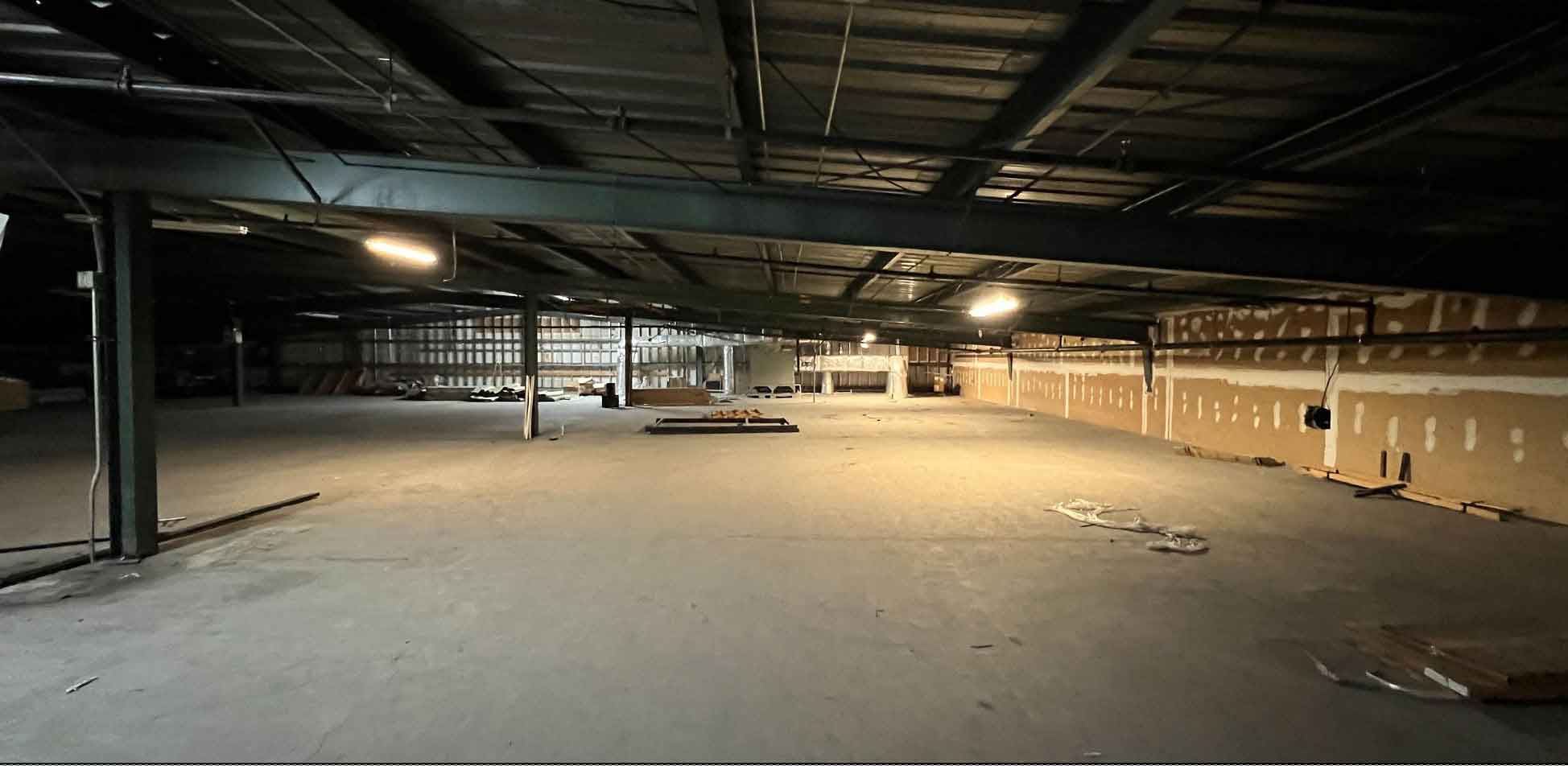 Interior view of shopping center under renovation