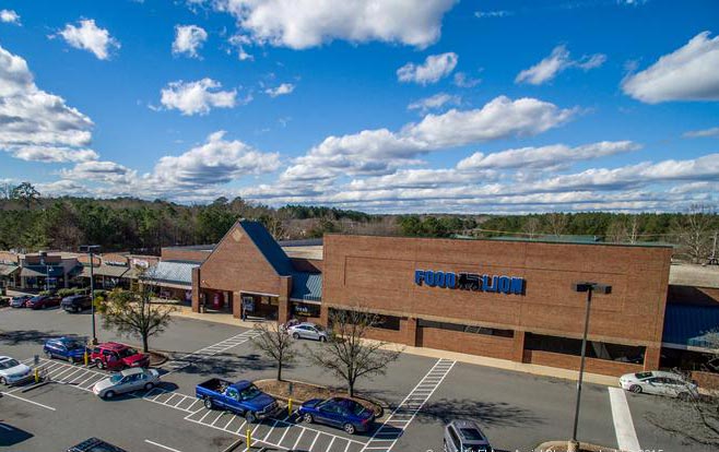Overhead view of shopping center
